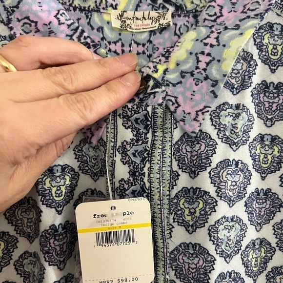 Free People Happy Holibabe Blue Printed - NWT - Picture 5 of 5